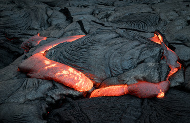 Closeup of lava from Puu Oo in Kalapana, Big Island, Hawaii.