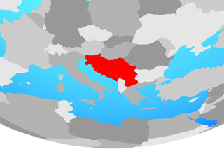 Yugoslavia on simple political globe.