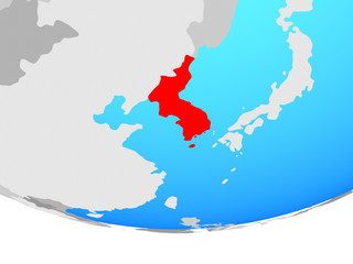 Korea on simple political globe.
