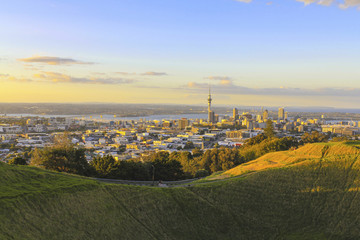 Mt Eden Crater and View to Auckland New Zealand; Lovely Morning Time; Auckland is the largest city...