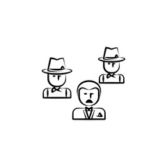 gang, criminal, godfather, mafia icon. Element of crime icon for mobile concept and web apps. Hand drawn gang, criminal, godfather, mafia icon can be used for web and mobile