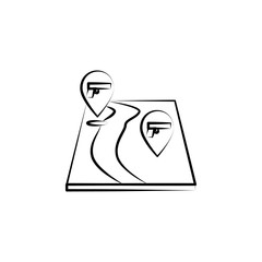 map, mafia, gun icon. Element of crime icon for mobile concept and web apps. Hand drawn map, mafia, gun icon can be used for web and mobile