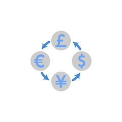 Fototapeta na wymiar Currency, exchange, flow, money two color blue and gray icon