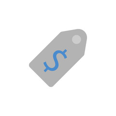 Dollar, label, price, price tag two color blue and gray icon