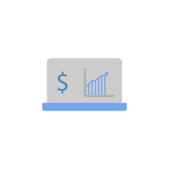 Earnings, laptop, monetization two color blue and gray icon