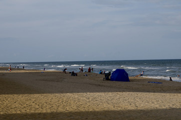 Fototapeta na wymiar Beach scene Virginia Beach Boardwalk