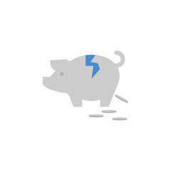 Piggy, broken, banking, money, coins, savings two color blue and gray icon