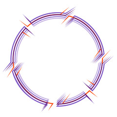 round frame with breaks of contours of several elements, glitch