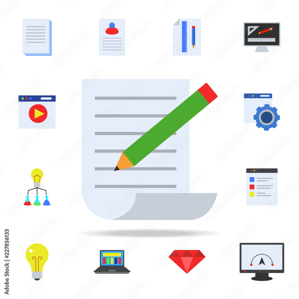Aufkleber pencil and record colored icon. programming icons universal set for web and mobile