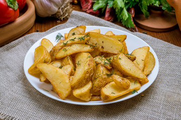 The potatoes wedges on the Board