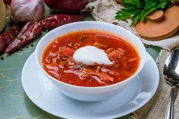 Borscht with sour cream