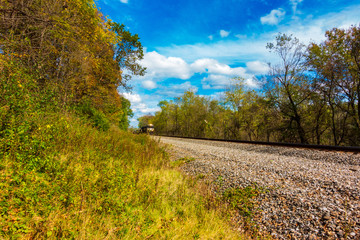 Fototapeta premium Train In The Autumn Forest
