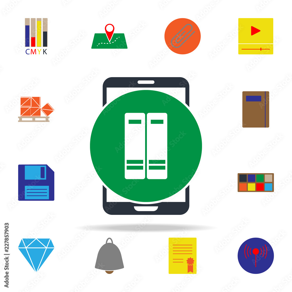 Poster colored books in mobile icon. web icons universal set for web and mobile