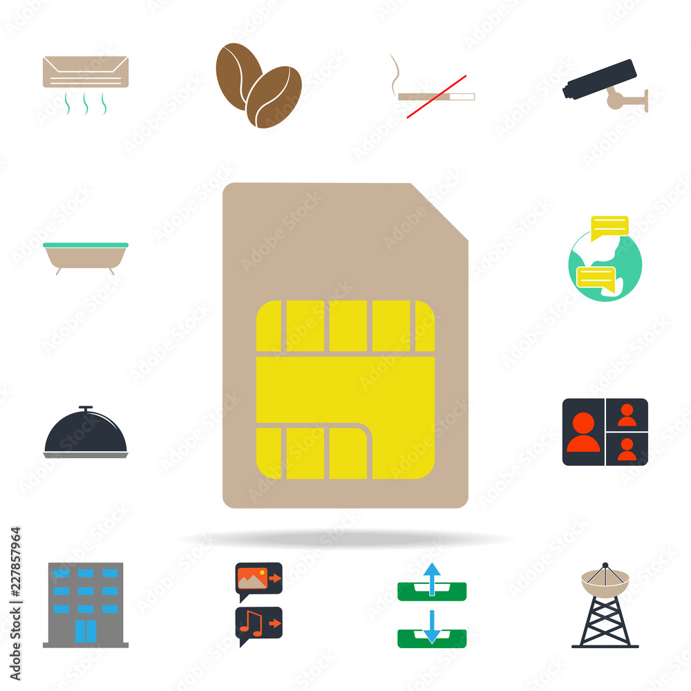 Poster colored sim card icon. web icons universal set for web and mobile