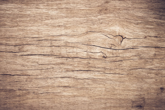 Fototapeta Top view brown wood with crack, Old grunge dark textured wooden background,The surface of the old brown wood texture