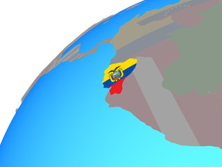 Ecuador with embedded national flag on globe.