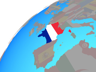 Fototapeta premium France with embedded national flag on globe.