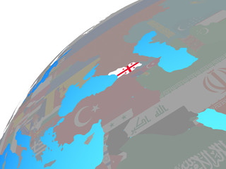Georgia with embedded national flag on globe.
