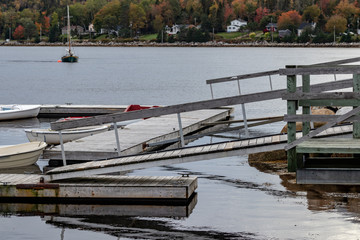 wooden ramps to docks on river side