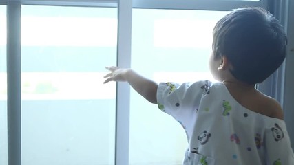 Thai child open the door