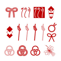 水引　のし　正月　アイコン　セット