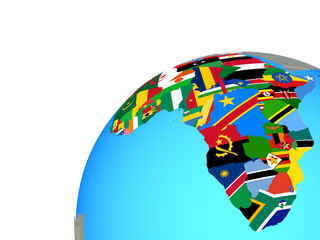 Africa with embedded national flags on globe.