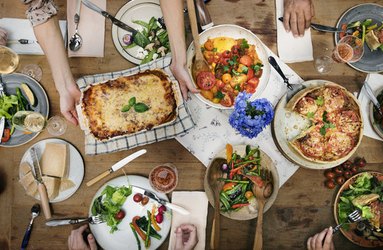 Top View Of A Mediterranean Dinner Table