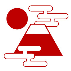 富士山　日の出　正月　アイコン　