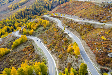 autumn winding mountain road