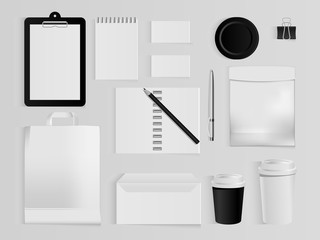 Classic black corporate identity template design with rhombus. Business stationery