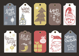 Collection of vector Christmas and New Year cute ready-to-use gi