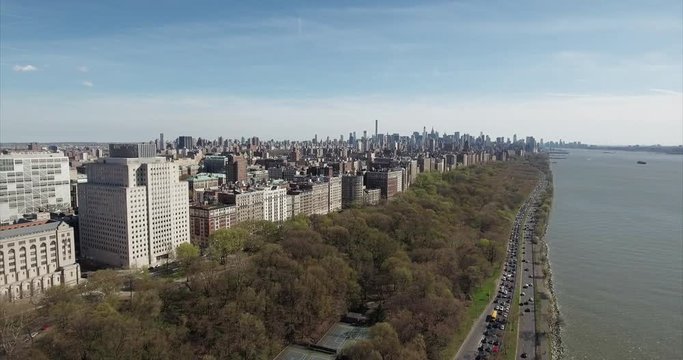 Morningside Heights & Harlem Backward Aerial View