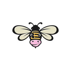 Bee cow, a combination of bee and cow head as an icon template for milk drinks with honey, etc.