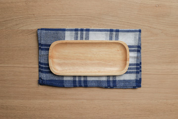 wooden table top with Kitchen ware for background
