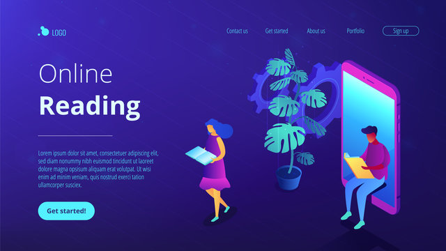 Online Education Isometric 3D Landing Page.