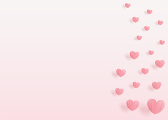 Love concept with heart paper background, paper art design vector illustration.