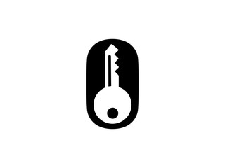 Initial Letter O with key black and white Design Logo Vector Graphic Branding Letter Element.