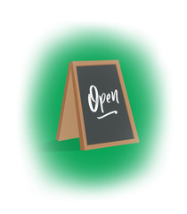 open chalkboard sign