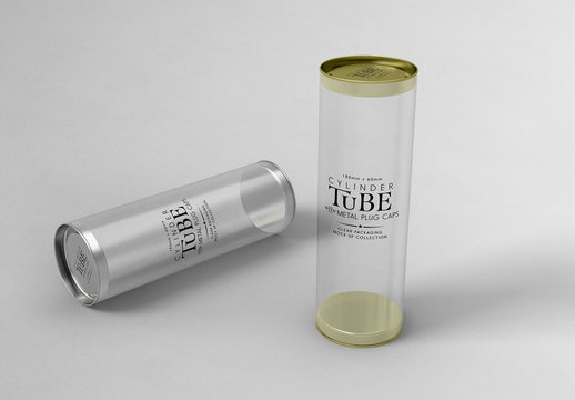 Cylinder Packaging with Plug Caps Mockup