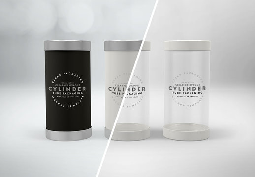 Cylinder Packaging with Lids Mockup