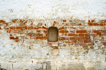 Old brick wall with window. Background image