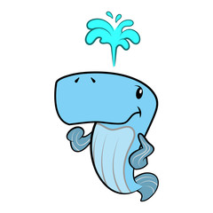 Whales Spout a Water Mascot design Cartoon Vector
