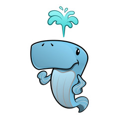 Whales Spout The Water Cartoon Vector