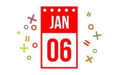 6 January Red Calendar Number