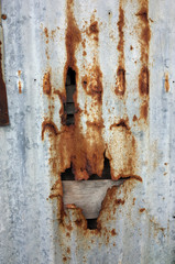 Rusty on zinc metal plate texture with crack
