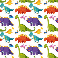 Flat dinosaur seamless background