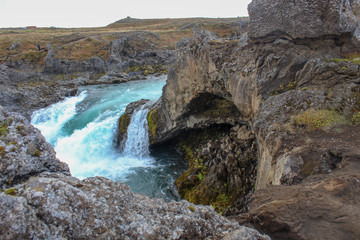 Godafoss waterfall in Iceland during the autumn