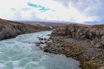 Godafoss waterfall in Iceland during the autumn