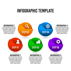 Cropped circle infographic design template.