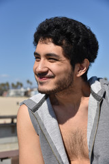 Fototapeta premium Very happy young man on the beach